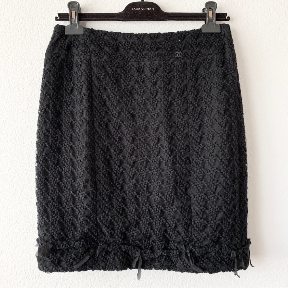 Chanel houndstooth embroidery skirt